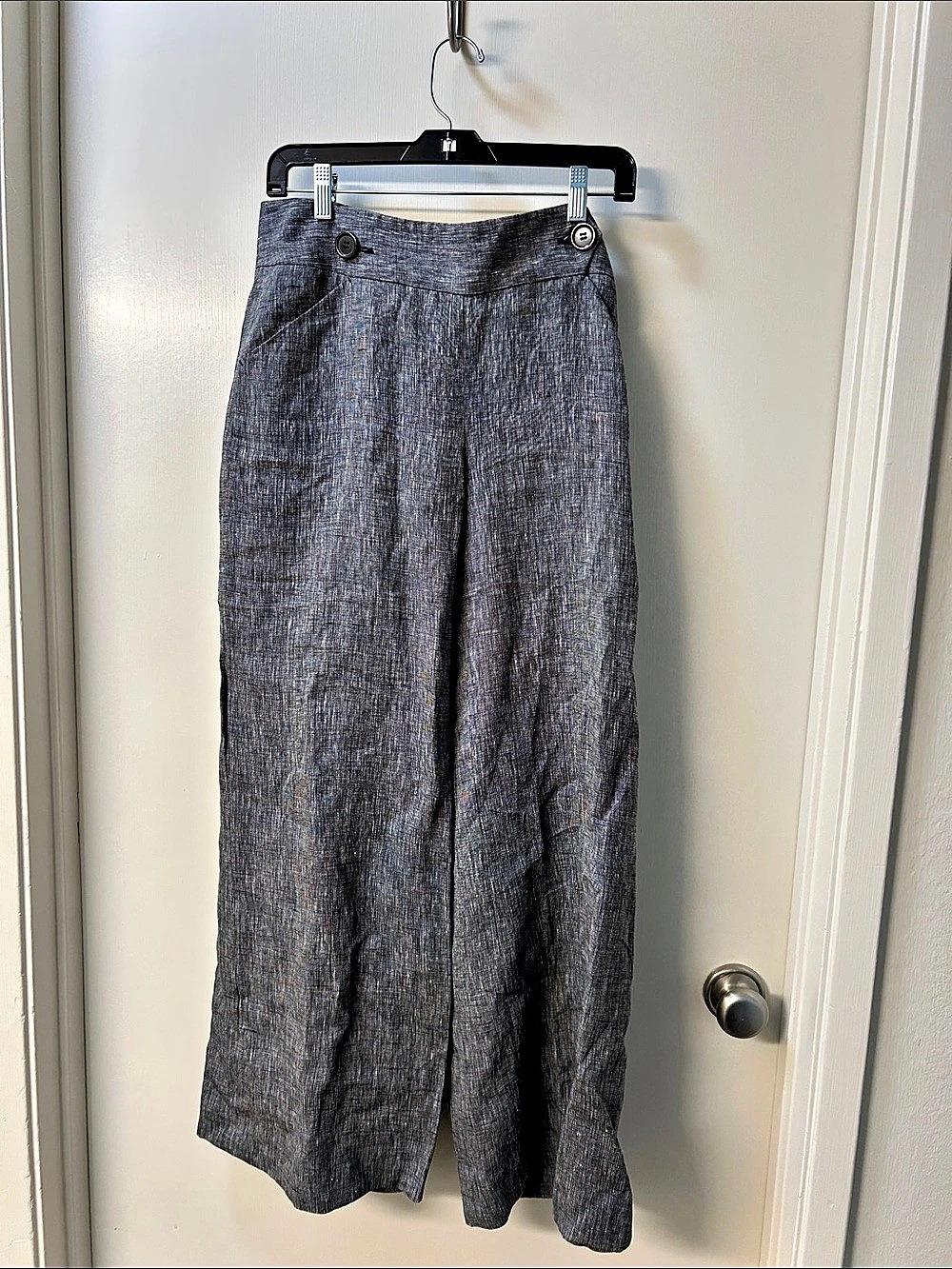 Max Edition Wide Leg Linen Pants in Gray Size 2